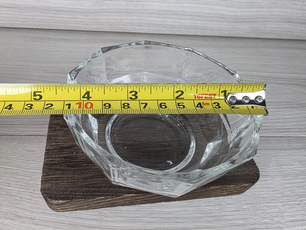 Vintage Clear Glass Decagon Faceted Serving Bowl 4.25